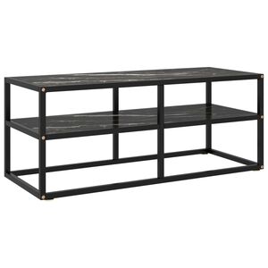 vidaXL Tv Cabinet | Black | Tempered Glass, Powder-Coated Steel | Medium