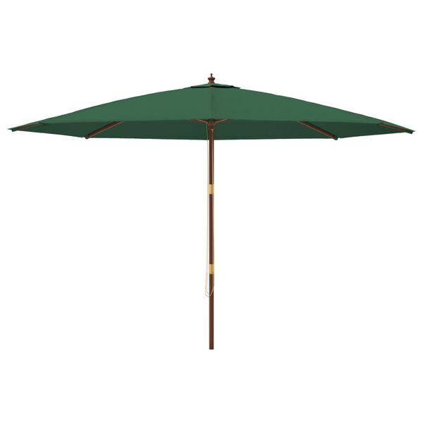 vidaXL Garden Parasol with Wooden Pole Green 400x273 cm