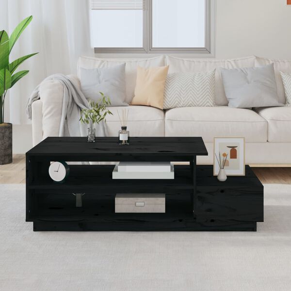 vidaXL Coffee Table Black 120x50x40.5 cm Solid Wood Pine