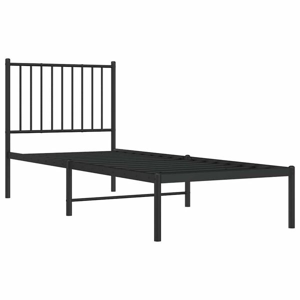 vidaXL Metal Bed Frame without Mattress with Headboard Black 75x190cm