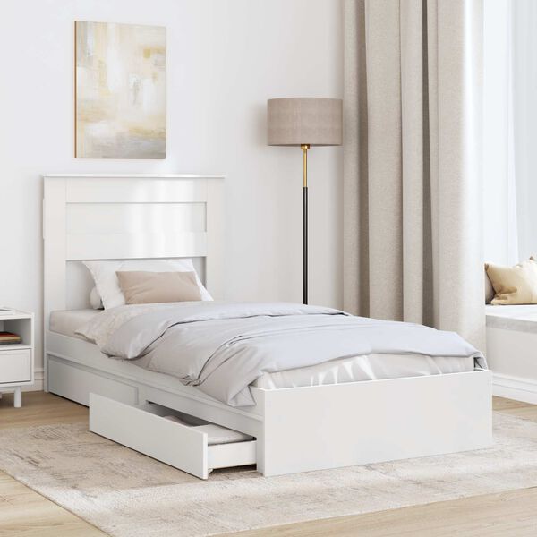 vidaXL Storage Bed with Headboard White 90 x 200 cm Engineered Wood