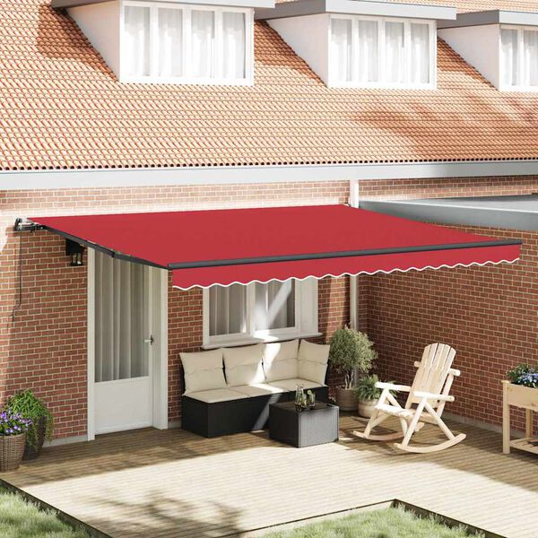 vidaXL Retractable Awning Manual Red 450 x 350 cm Polyester and Steel