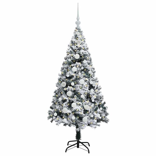 vidaXL Artificial Christmas Tree with 150 LEDs with Stand White 150 cm