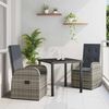 vidaXL Garden Dining Set with Cushion 3 pcs Grey Poly Rattan