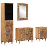 vidaXL Bathroom Furniture Set with Door 4 pcs Natural Solid Mango Wood