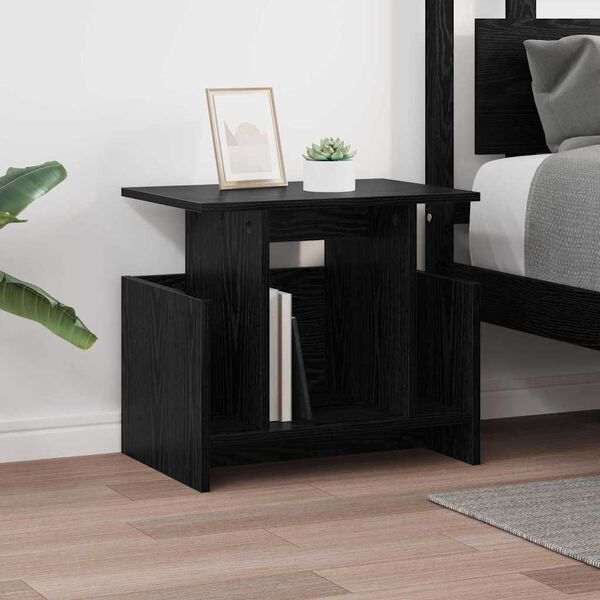 vidaXL TV Stand Black Oak 50 x 35 x 45 cm Engineered Wood