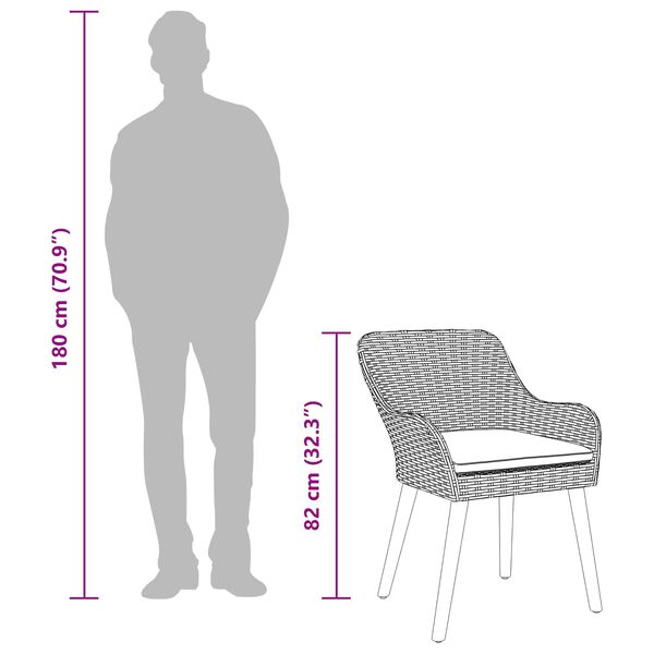 vidaXL Dining Set Light grey Poly rattan