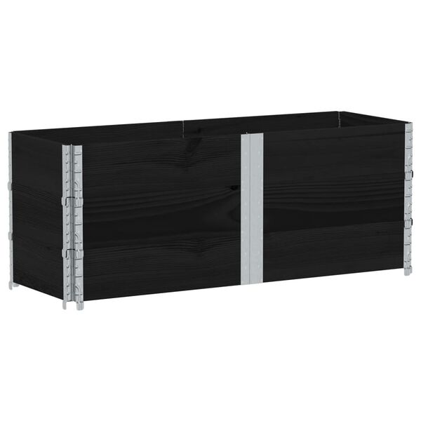 vidaXL Pallet Collars 3 pcs Black 150x50 cm Solid Wood Pine