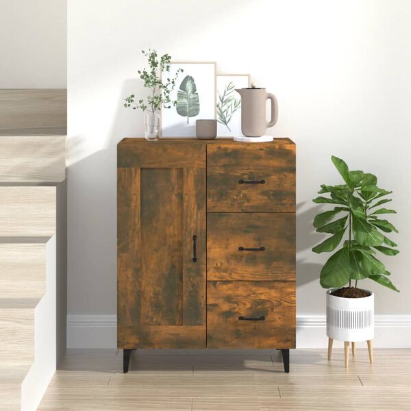 vidaXL Sideboard Smoked Oak 69.5x34x90 cm Engineered Wood