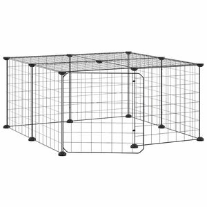 vidaXL 12-Panel Pet Cage with Door Black 70x70x35 cm Steel