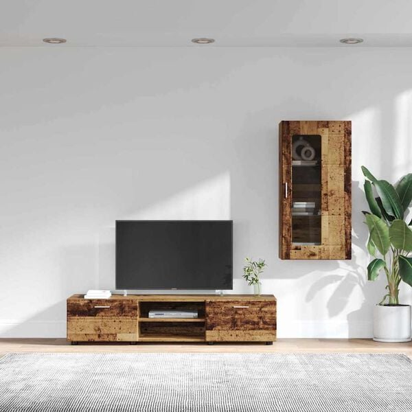 vidaXL TV Cabinet Set with Drawer FLORIN Old Wood Engineered Wood