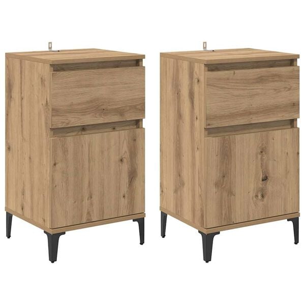 vidaXL Bedside Cabinet with Drawer 2 pcs Artisan Oak 40 x 35 x 70 cm