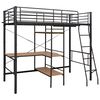 vidaXL Bunk Bed with Table without Mattress Grey Metal 90x200 cm