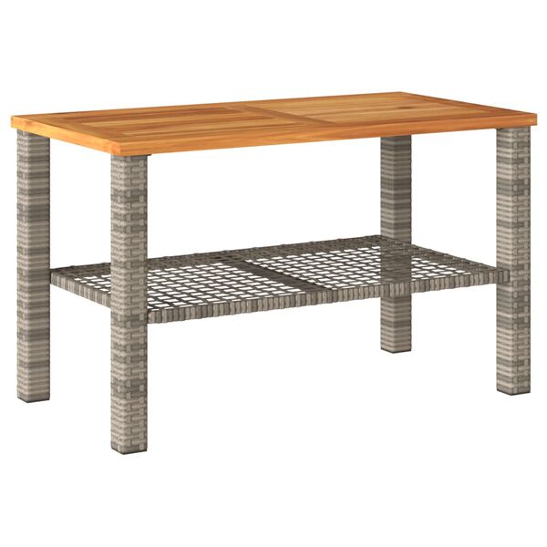 vidaXL Garden Table Grey 70x38x42 cm Poly Rattan Acacia Wood