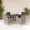 vidaXL 5 Piece Garden Dining Set with Cushions Light Grey Poly Rattan