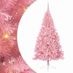 vidaXL Artificial Pre-lit Christmas Tree with 300 LEDs Pink 240 cm PVC