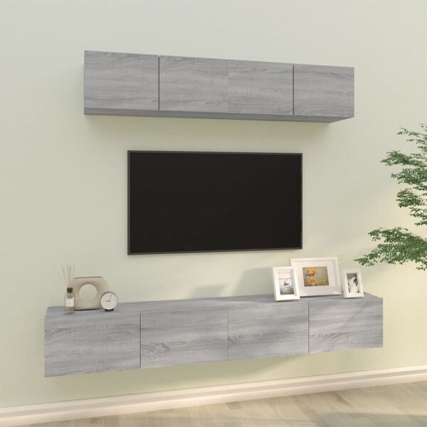 vidaXL 4 Piece TV Cabinet Set Grey Sonoma Engineered Wood
