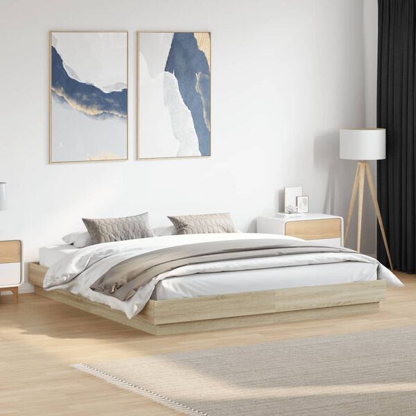 vidaXL Bed Frame without Mattress Sonoma Oak 200x200 cm