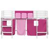 vidaXL Kids'Loft Bed Frame with Curtains White and Pink 74.5 x 190 cm