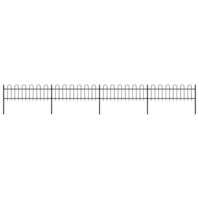 vidaXL Garden Fence with Hoop Top Steel 6.8x0.6 m Black