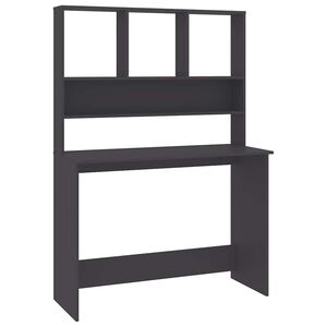 vidaXL Desk with Shelf Grey 110x45x157 cm Engineered Wood