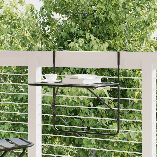 vidaXL Balcony Table Black 60x40 cm Steel