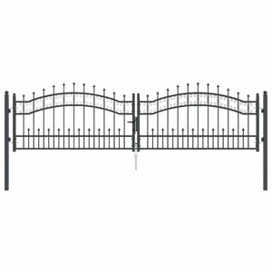 vidaXL Fence Gate with Spear Top Black 305x75 cm Powder-coated Steel