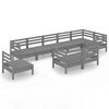 vidaXL 9 Piece Garden Lounge Set Solid Wood Pine Grey