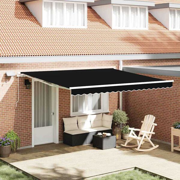 vidaXL Retractable Awning Manual Black 400 x 300 cm Fabric and Steel