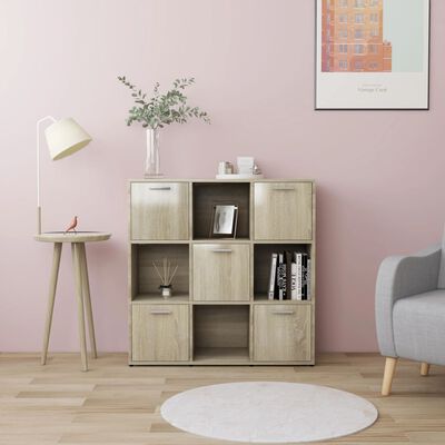 vidaXL Book Cabinet Sonoma Oak 90x30x90 cm Engineered Wood
