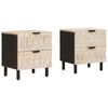 vidaXL Bedside Cabinet 2 pcs White 40 x 33 x 46 cm Solid Mango Wood