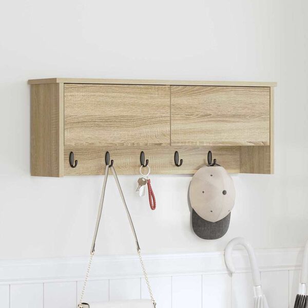 vidaXL Wall-Mounted Coat Rack with Shelf Sonoma Oak 80 x 20 x 30 cm