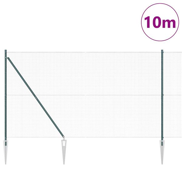 vidaXL Fence with Posts Green 1.5 x 10 m Steel