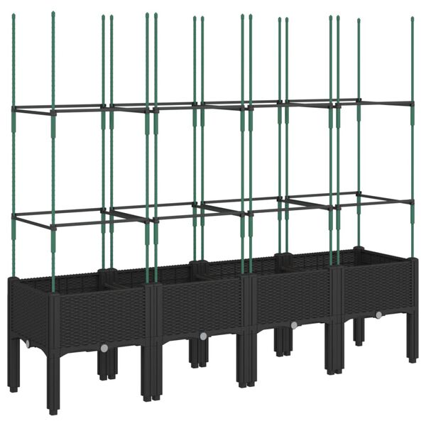vidaXL Garden Planter with Trellis Black 160x40x142.5 cm PP