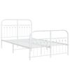 vidaXL Metal Bed Frame without Mattress with Footboard White 120x190cm