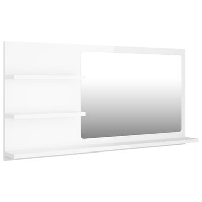 vidaXL Bathroom Mirror High Gloss White 90x10.5x45 cm Engineered Wood