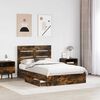 vidaXL Storage Bed with Drawer Smoked Oak 135 x 190 cm Engineered Wood