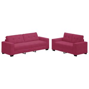 vidaXL Sofa 2 pcs Wine Red Fabric