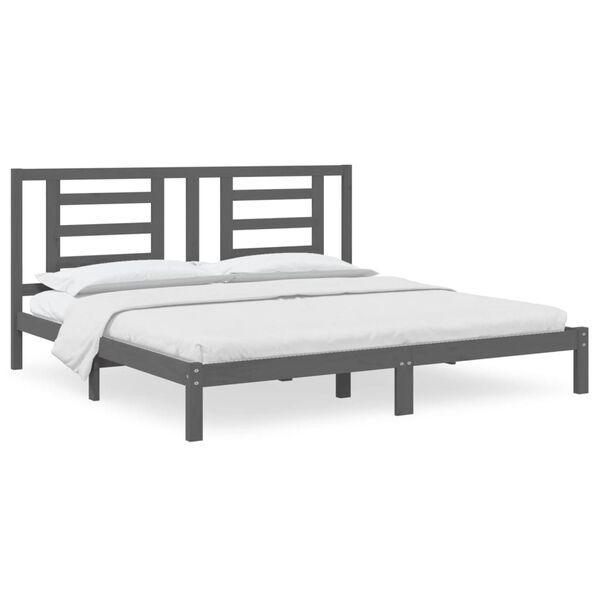 vidaXL Bed Frame without Mattress Grey 200x200 cm Solid Wood Pine