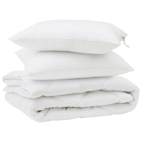 vidaXL Duvet with Pillow 3 pcs White Microfibre