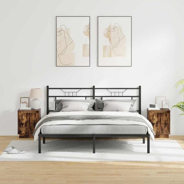 vidaXL Bedside Cabinet with 2 pcs Smoked Oak 39 x 34.5 x 50 cm