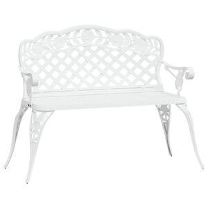 vidaXL Garden Bench | White | Cast Aluminium, Cast Iron | 108 cm width