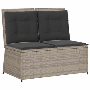 vidaXL Garden Bench with Cushion Light grey Poly rattan