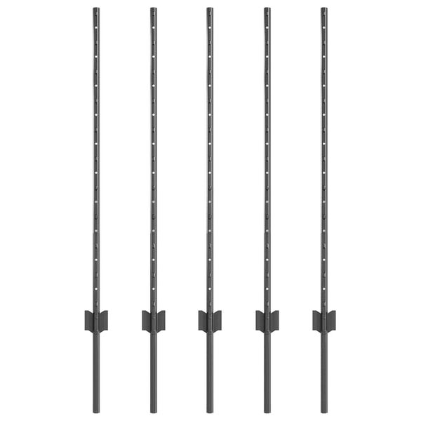 vidaXL Fence Post 5 pcs Grey 100 cm Steel