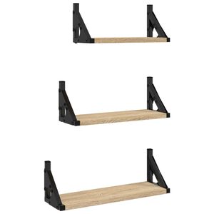 vidaXL 3 Piece Wall Shelf Set Sonoma Oak Engineered Wood