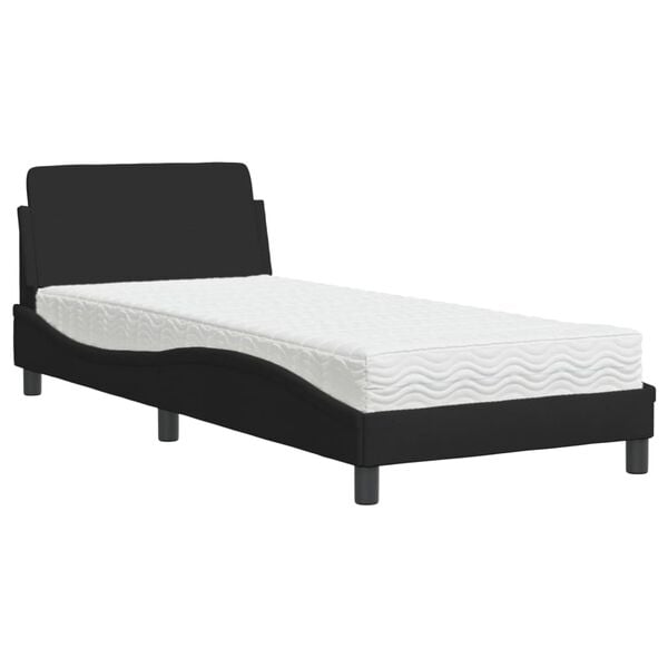 vidaXL Bed with Mattress "Dover" Black Single Fabric