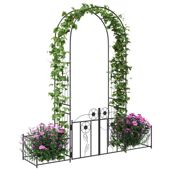 vidaXL Garden Arch with Lock Black 203 x 50 x 218 cm