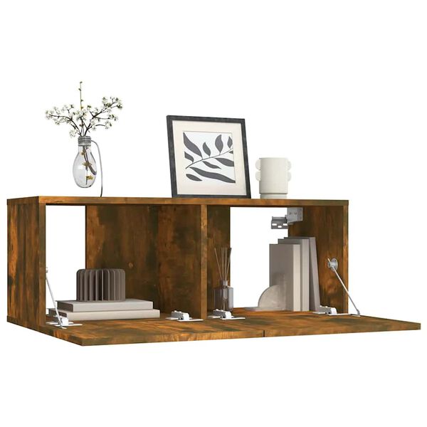 vidaXL TV Cabinet Smoked Oak 80x30x30 cm Engineered Wood