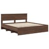 vidaXL Bed Frame with Headboard Brown Oak 200 x 200 cm Engineered Wood