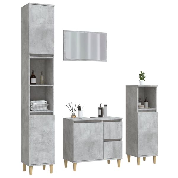 vidaXL 4 Piece Bathroom Furniture Set Concrete Grey Engineered Wood